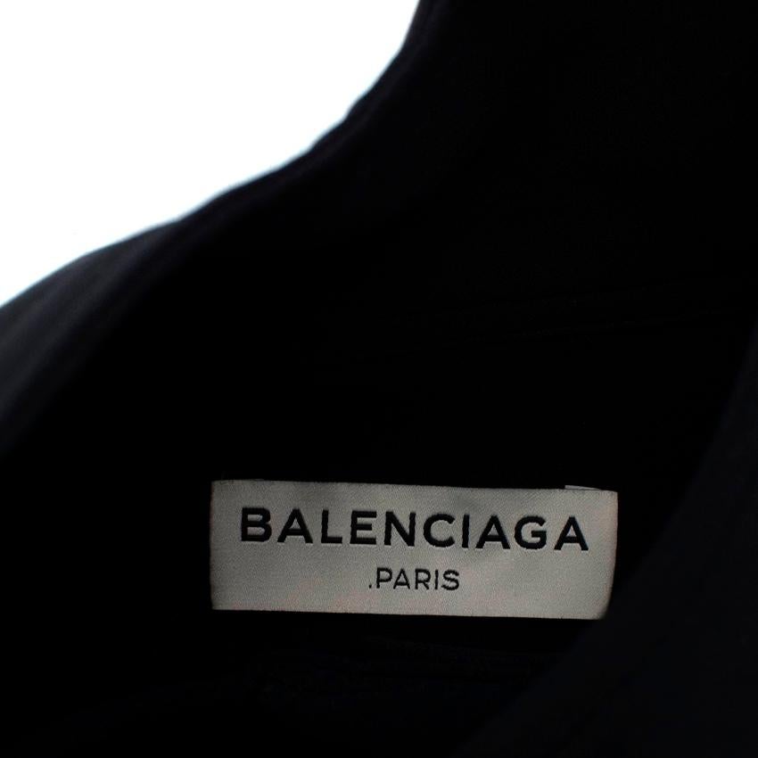 Balenciaga Black Silk Crepe Button Neck Blouse For Sale 1