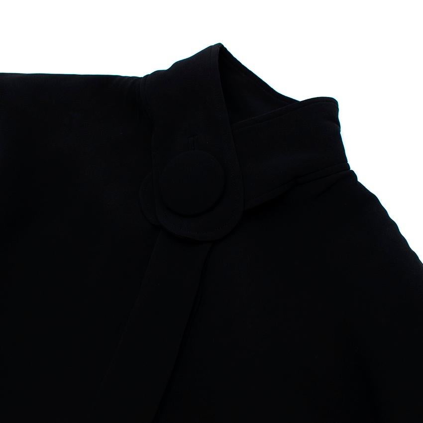 Balenciaga Black Silk Crepe Button Neck Blouse For Sale 2