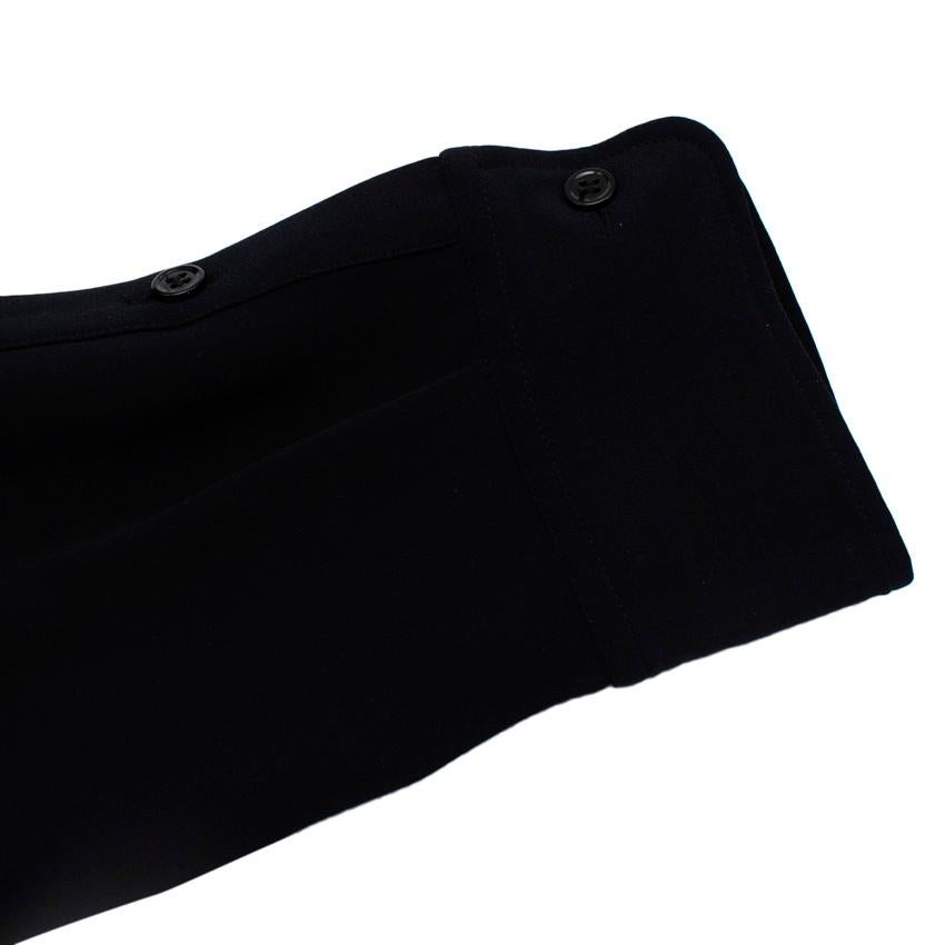 Balenciaga Black Silk Crepe Button Neck Blouse For Sale 3