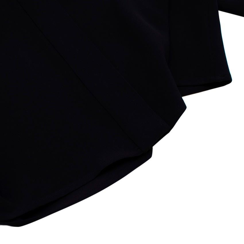 Balenciaga Black Silk Crepe Button Neck Blouse For Sale 4