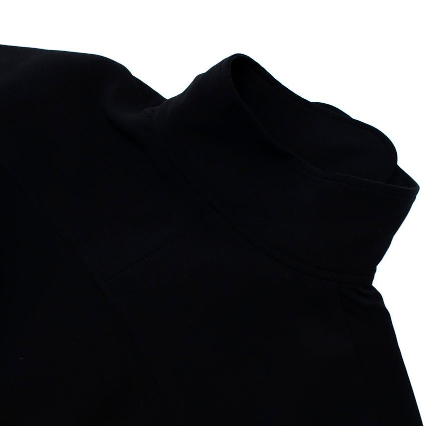 Balenciaga Black Silk Crepe Button Neck Blouse For Sale 5