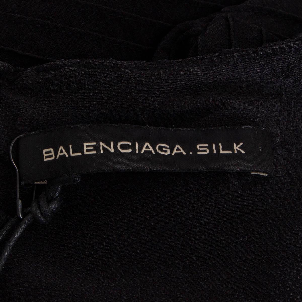 BALENCIAGA black silk FLARE SHORT SLEEVE Blouse Shirt 40 M For Sale 2