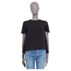 BALENCIAGA black silk FLARE SHORT SLEEVE Blouse Shirt 40 M