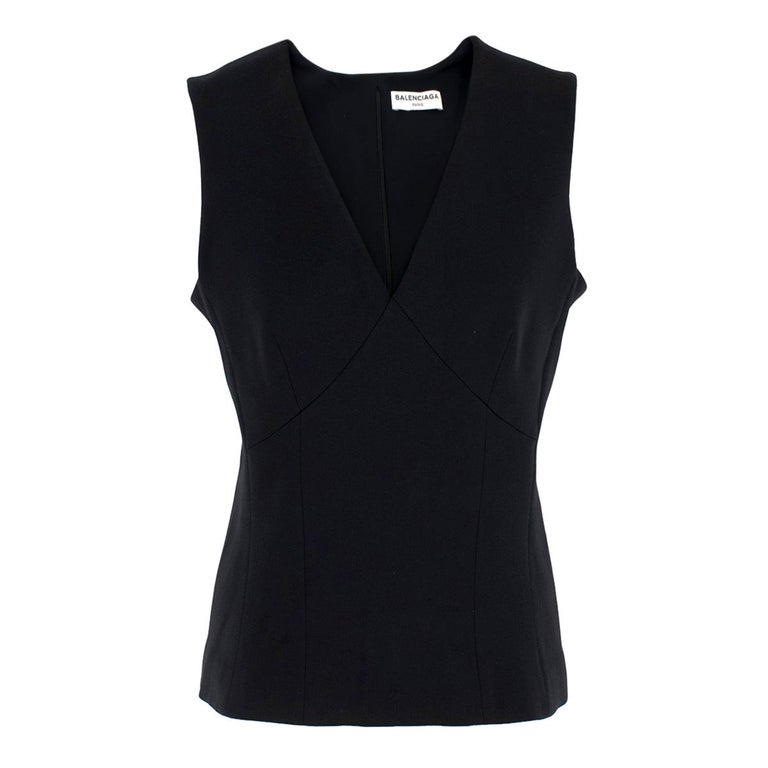 Balenciaga Black Silk Sleeveless Top 40FR For Sale at 1stdibs