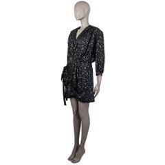 BALENCIAGA black silk STARS PRINT DRAPED MINI Dress 34 XS