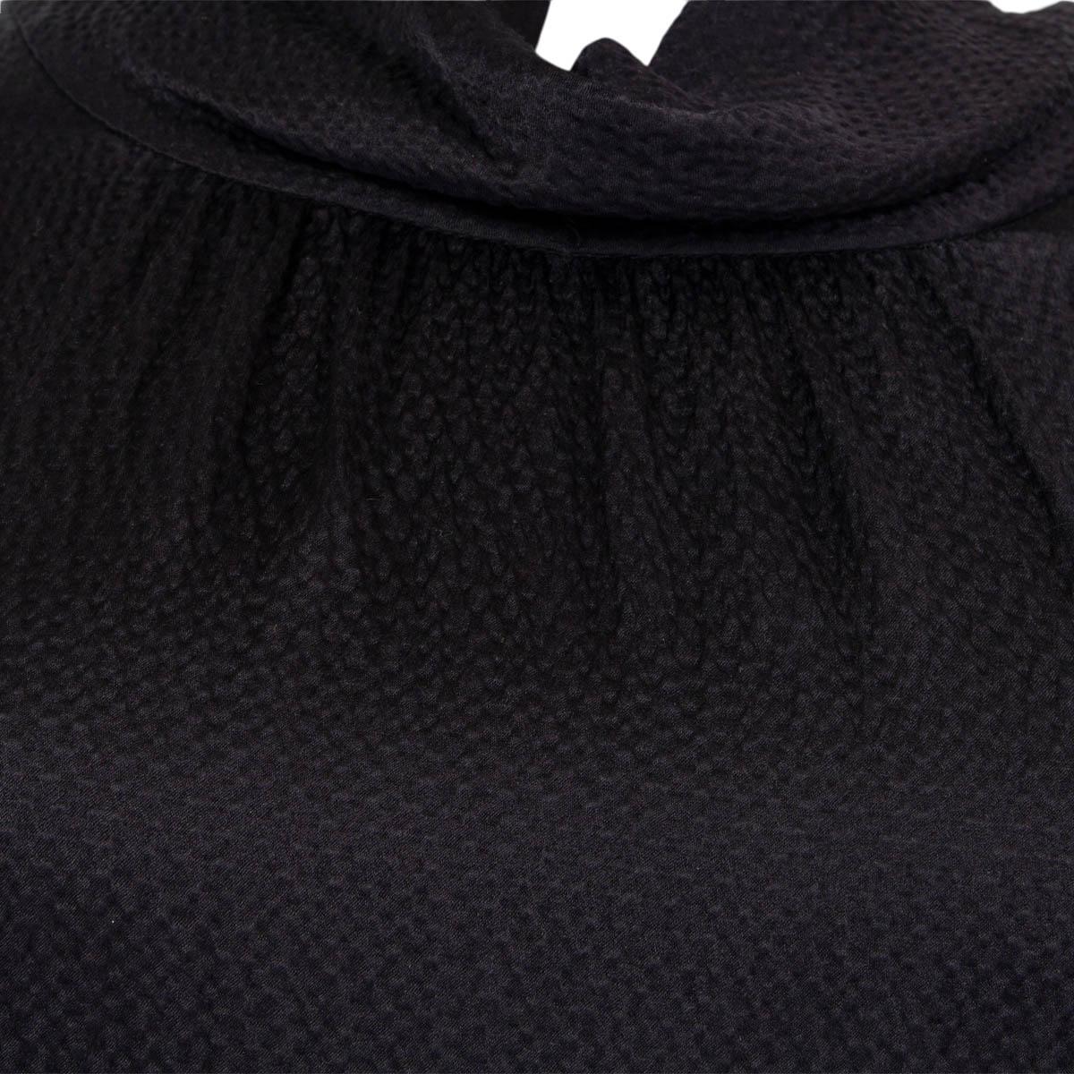 Women's BALENCIAGA black silk TEXTURED RUFFLED HEM MINI Dress 36 XS For Sale
