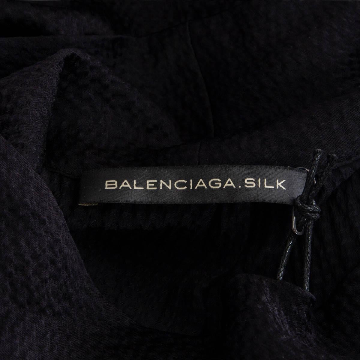 BALENCIAGA black silk TEXTURED RUFFLED HEM MINI Dress 36 XS For Sale 1