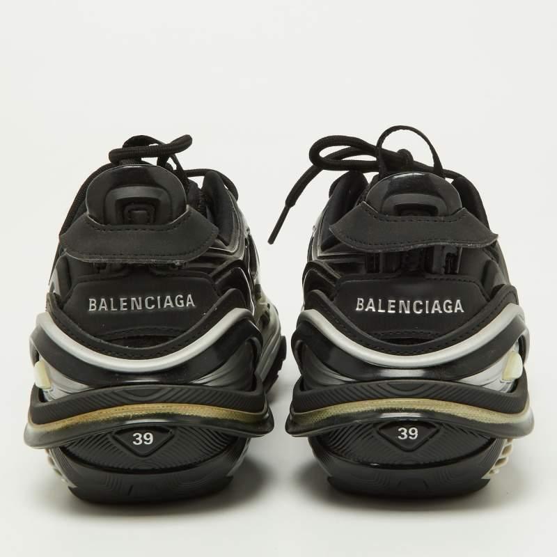 Balenciaga Black/Silver Rubber and Mesh Tyrex Sneakers Size 39 1