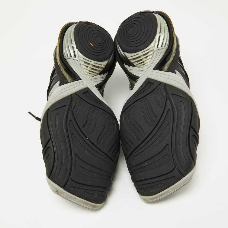 Balenciaga Black/Silver Rubber and Mesh Tyrex Sneakers Size 39 3