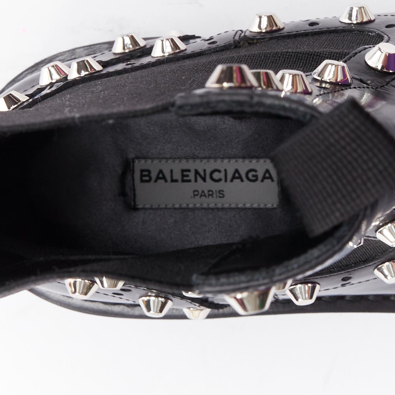 BALENCIAGA black silver studded brogue chelsea ankle boots EU38 For Sale 5