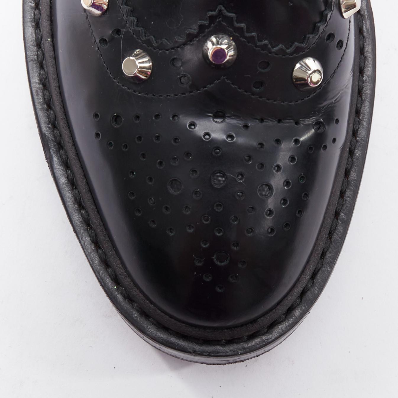 BALENCIAGA black silver studded brogue chelsea ankle boots EU38 For Sale 1