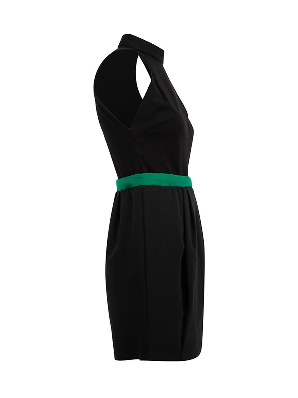 CONDITION is Very good. Hardly any visible wear to dress is evident on this used Balenciaga designer resale item. 
 
 Details
 Black
 Synthetic
 Mini dress
 Halterneck and plunge neckline
 Jewelled button closure with snap button on collar
 Green