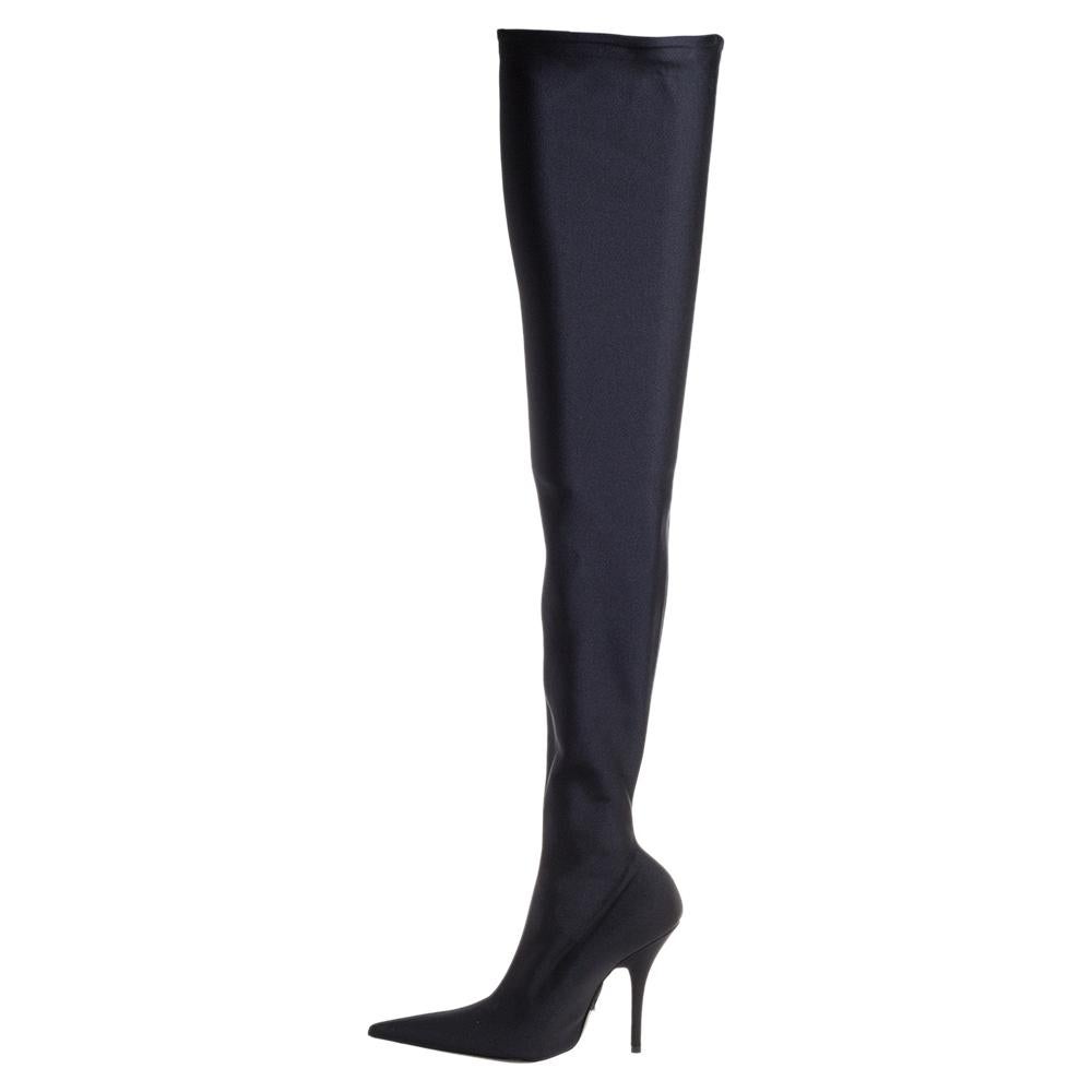 Balenciaga Black Spandex Fabric Knife Over The Knee Boots Size 35 1