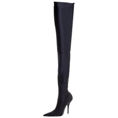 Balenciaga Black Spandex Fabric Knife Over The Knee Boots Size 35