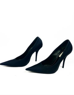 BALENCIAGA Black Spandex Pointed Toe Pump Heels Size 37.5