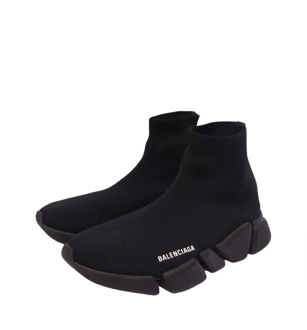 Balenciaga Black Speed high-top sock trainers, features a round-toe, lace-less, slip on style and high top.

Material: Knit
Size: EU 43
Overall Condition: Good
Interior Condition: Signs of use
Exterior Condition: Barely there any signs of use