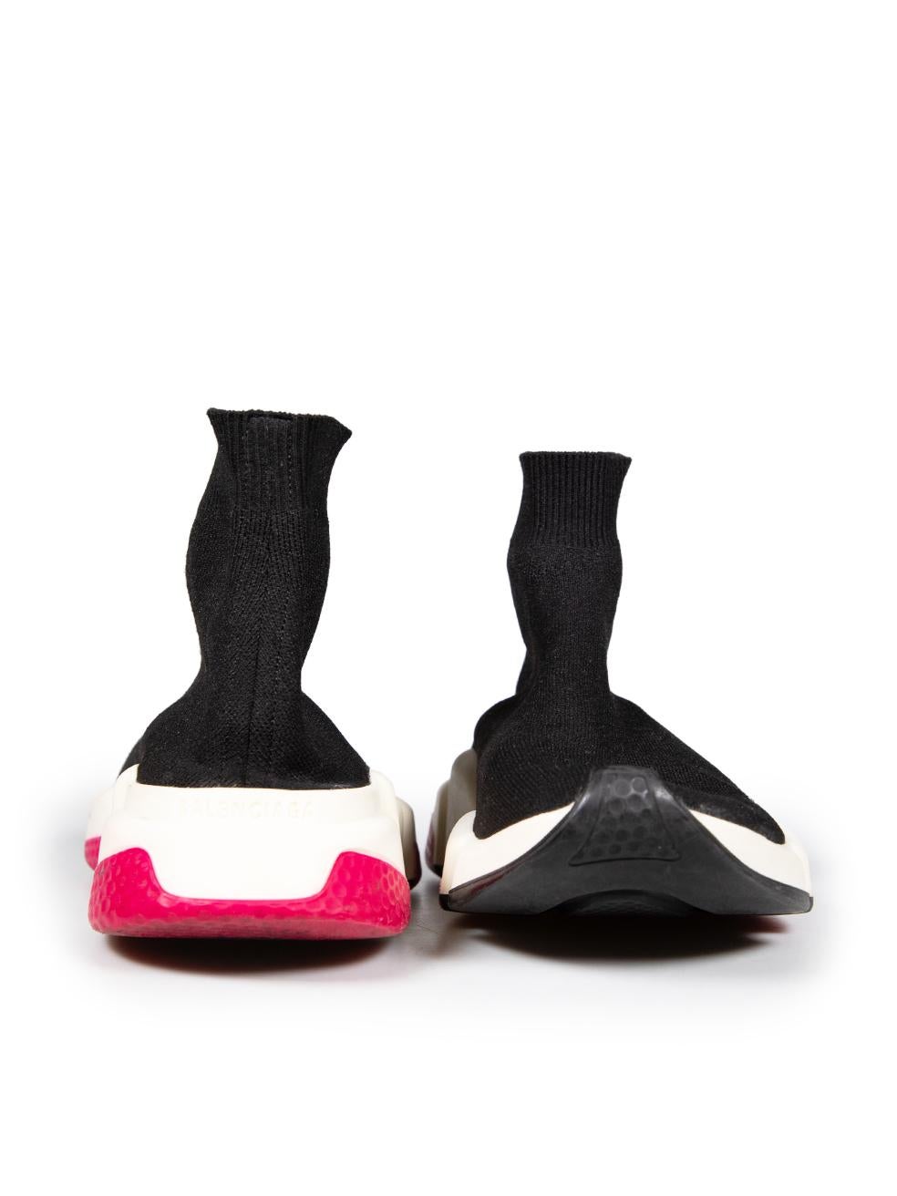 Balenciaga Black Speed Sock Pink Sole Trainers Size UK 5 In Good Condition For Sale In London, GB