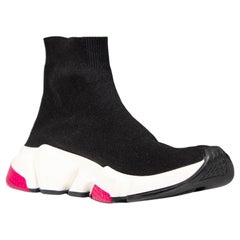 Balenciaga Black Speed Sock Pink Sole Trainers Size UK 5
