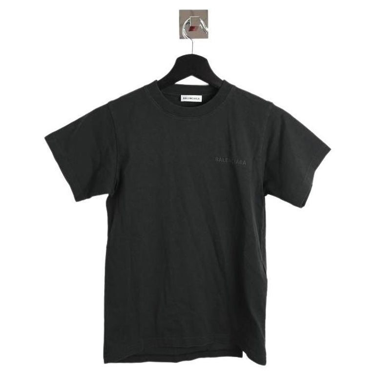 Balenciaga Black Stitch Font Tee Shirt Black For Sale at 1stDibs