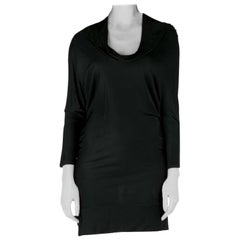 Balenciaga Black Stretch Knit Cowl Neck Fitted Mini Dress M