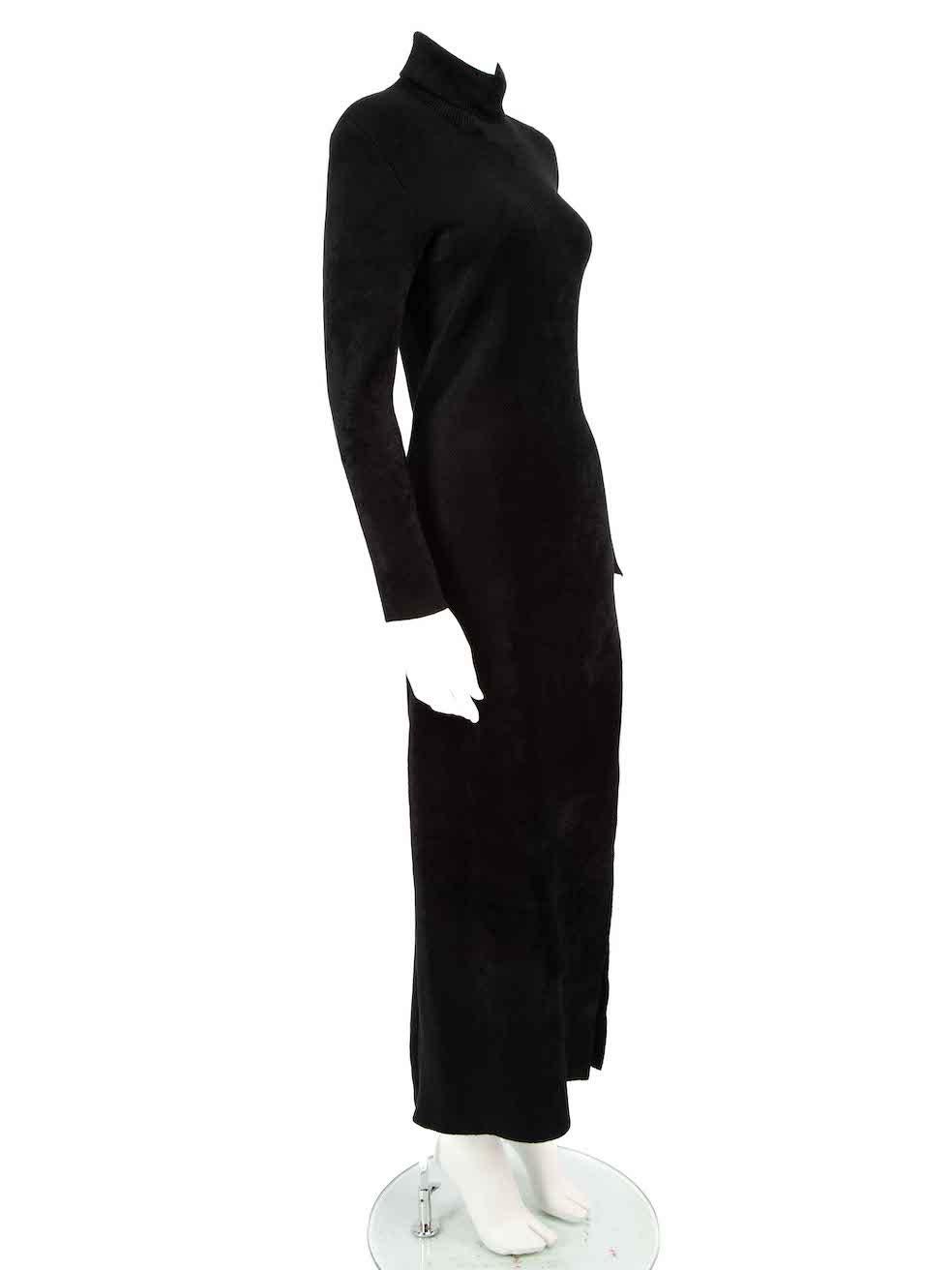 CONDITION is Very good. Hardly any visible wear to dress is evident on this used Balenciaga designer resale item.
 
 
 
 Details
 
 
 Black
 
 Viscose
 
 Dress
 
 Stretchy
 
 Maxi
 
 Turtleneck
 
 Long sleeves
 
 Side leg slit
 
 Logo shoulder tab
