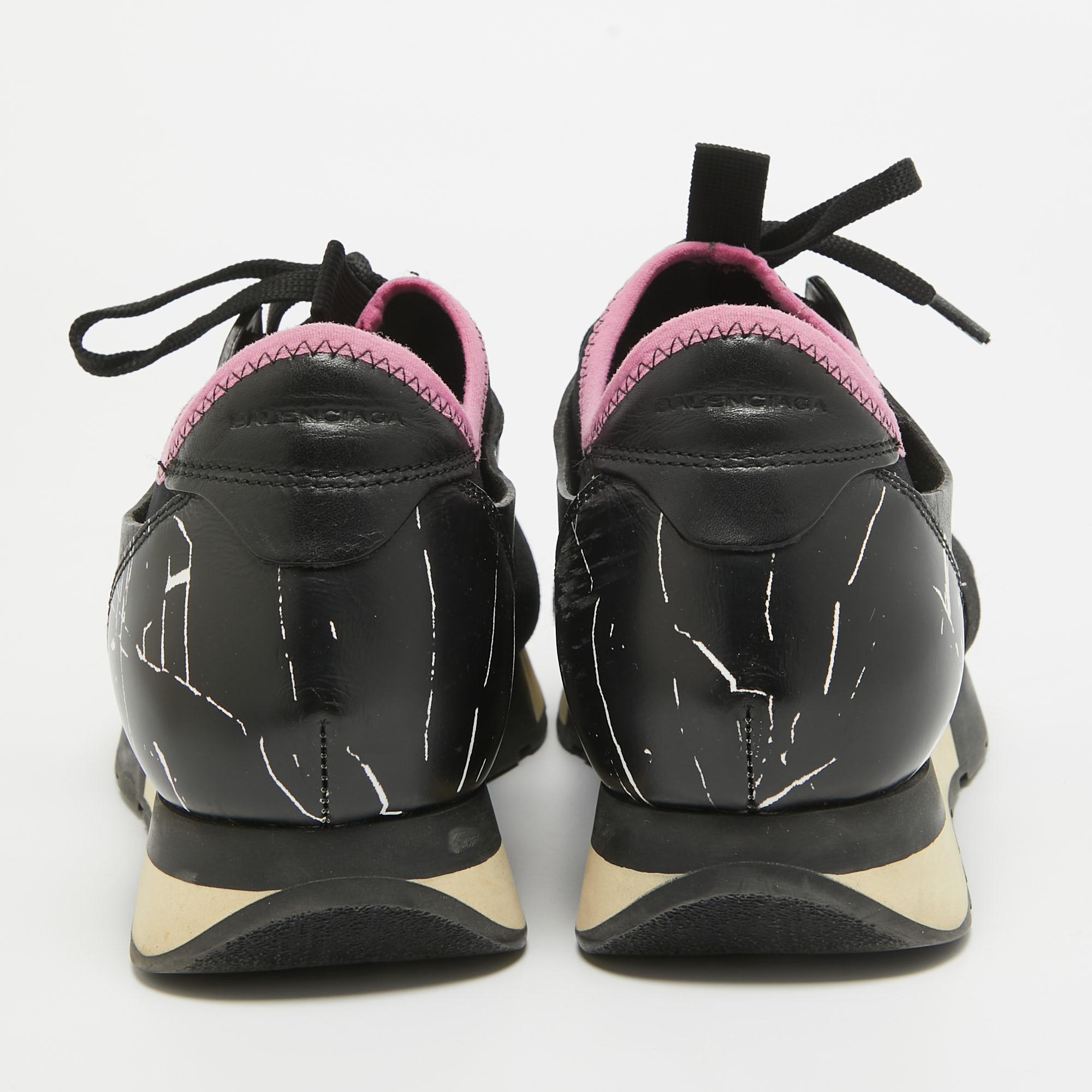 Balenciaga Black Suede and Leather Race Runner Sneakers Size 39 1