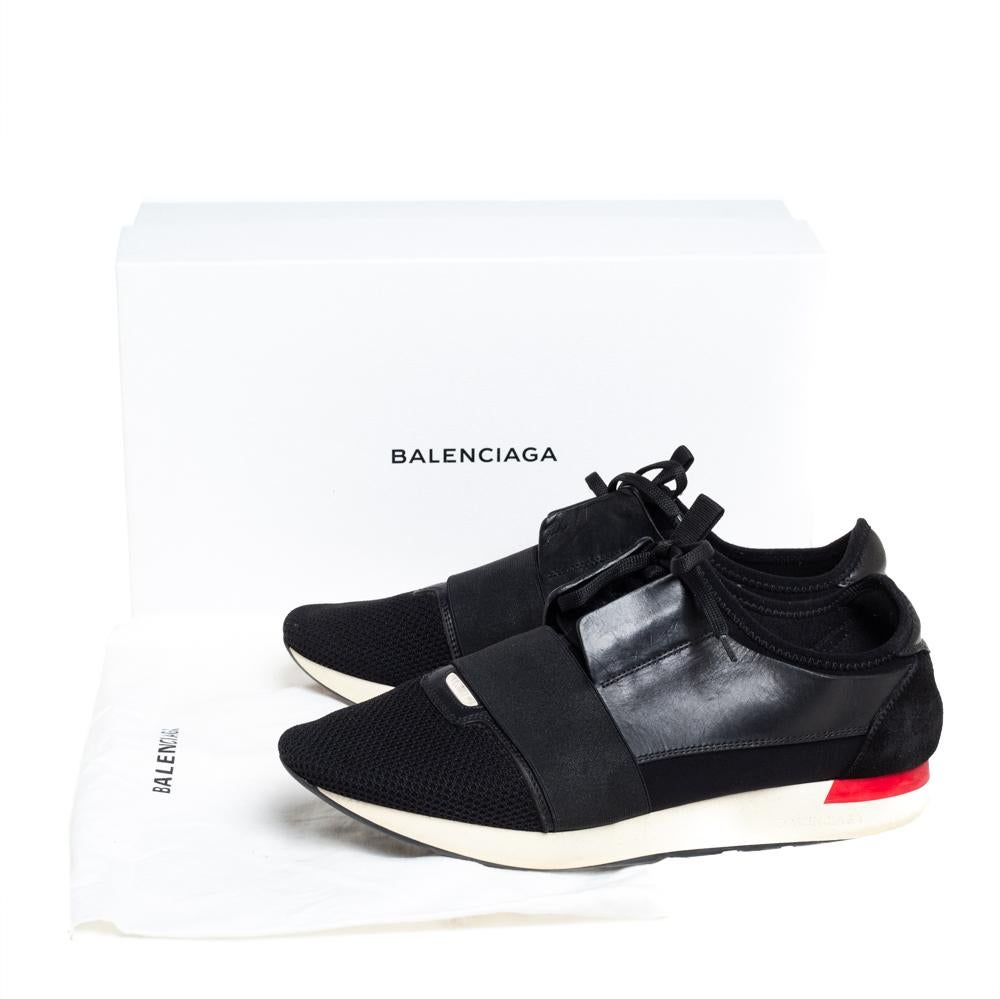 Balenciaga Black Suede And Leather Race Runner Sneakers Size 43 2