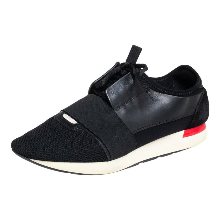 Balenciaga Black Suede And Leather Race Runner Sneakers Size 43 at 1stDibs
