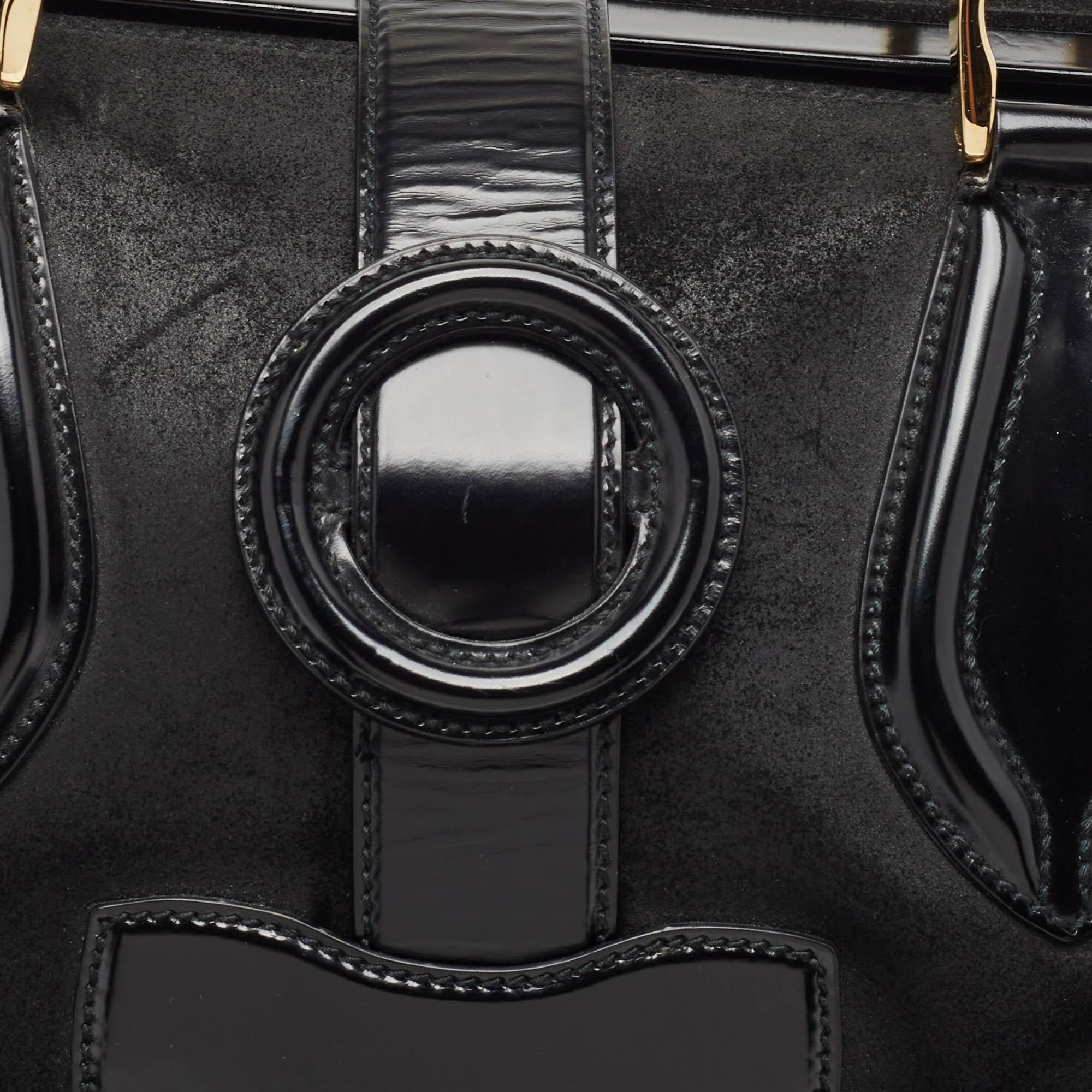 Balenciaga Sac Umhängetasche aus schwarzem Wildleder und Lackleder mit hervorragendem Rahmen im Angebot 6