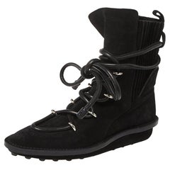 Balenciaga Black Suede Leather Snow Mountain Ankle Wrap Boots Size 39