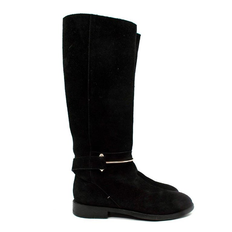 Balenciaga Black Suede Long Riding Boots US 7 For Sale at 1stDibs