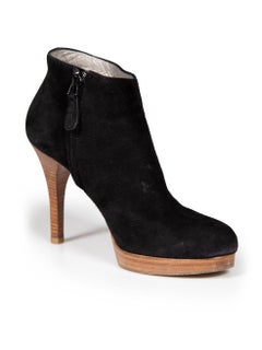 Balenciaga Black Suede Platform Ankle Boots Size IT 36.5