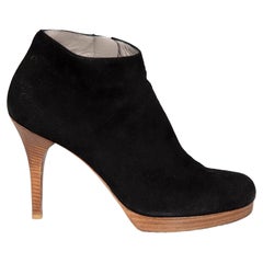Balenciaga Black Suede Platform Ankle Boots Size IT 36.5