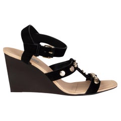 BALENCIAGA schwarze WEDGE-Sandalen aus Wildleder mit Nieten 41