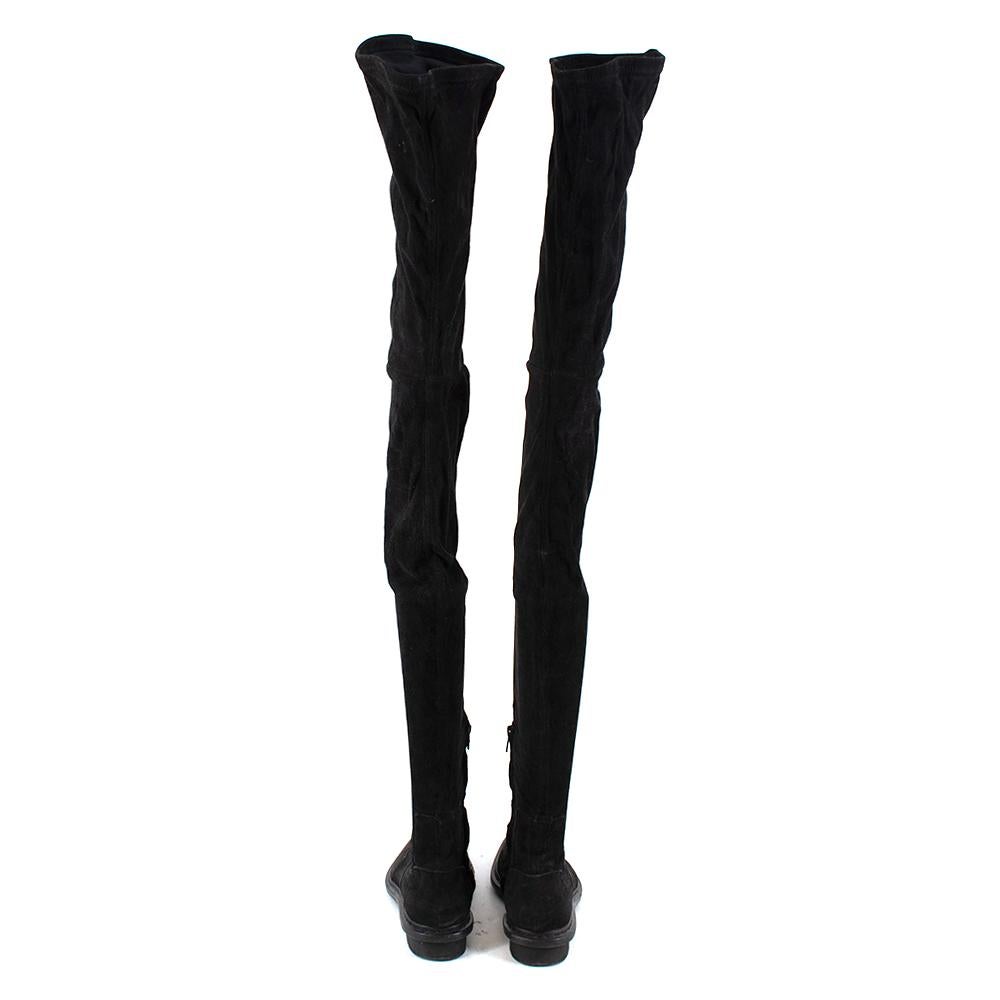 Balenciaga Black Suede Thigh Boots	Size 37 EU In Excellent Condition For Sale In London, GB