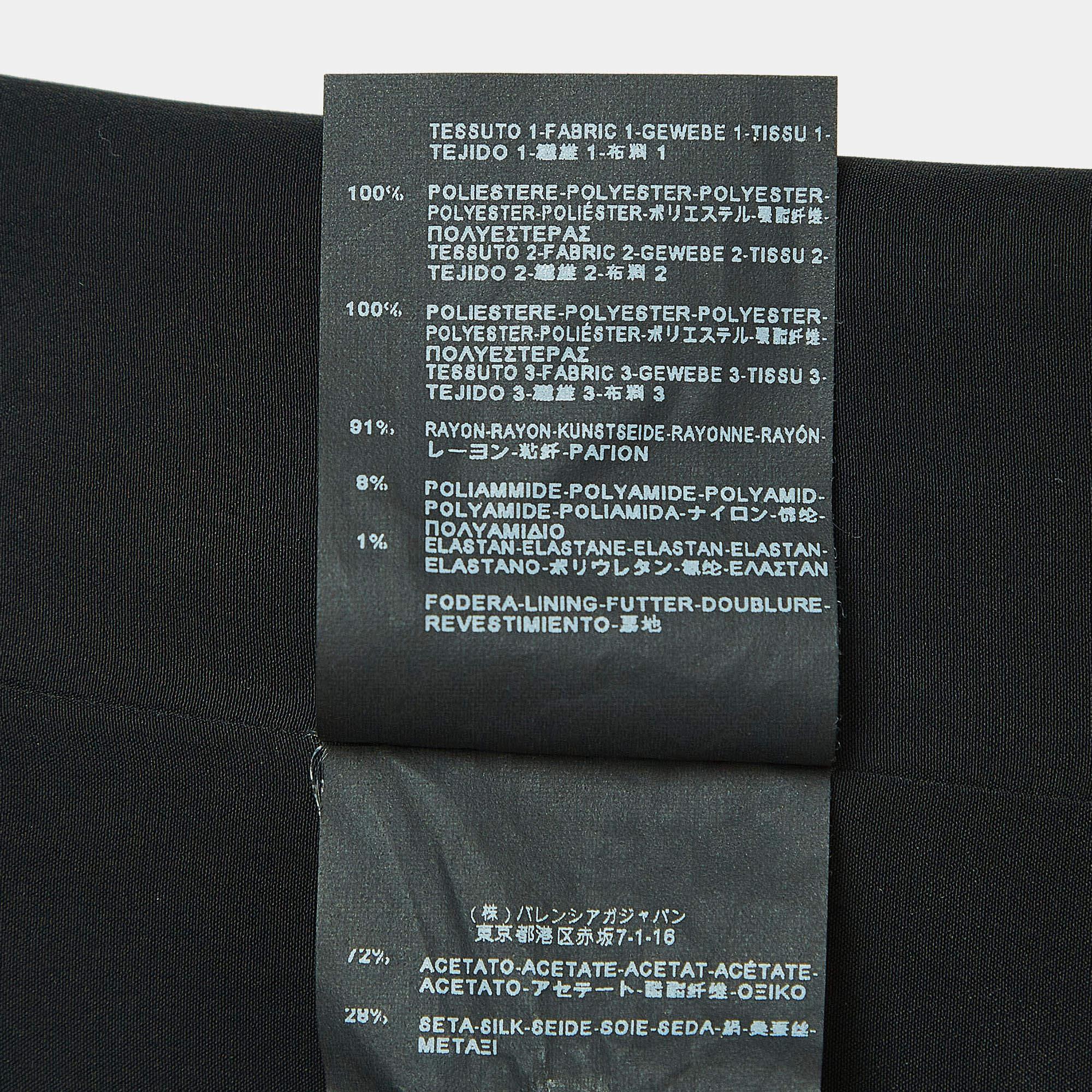 Balenciaga Schwarzes Oberteil mit gerafften Ärmeln aus Kunststoff und Mesh, M Damen im Angebot