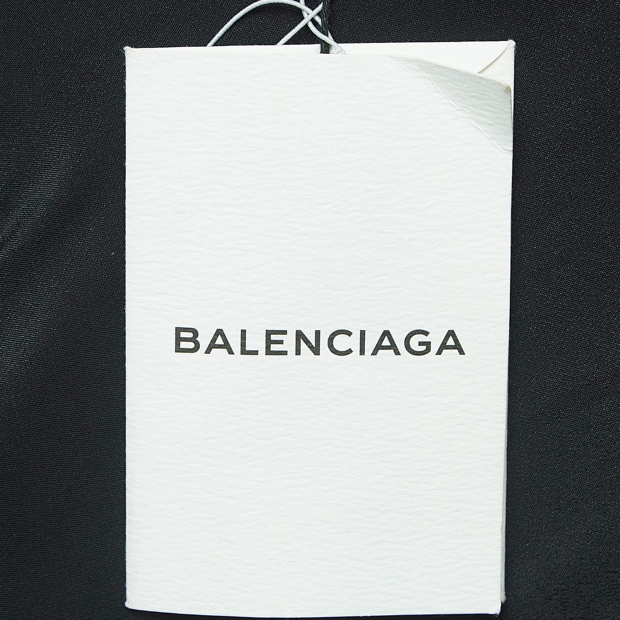 Balenciaga Schwarzes Oberteil mit gerafften Ärmeln aus Kunststoff und Mesh, M im Angebot 1