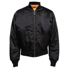 Balenciaga Black Synthetic Logo-Embroidered Padded Bomber Jacket XS