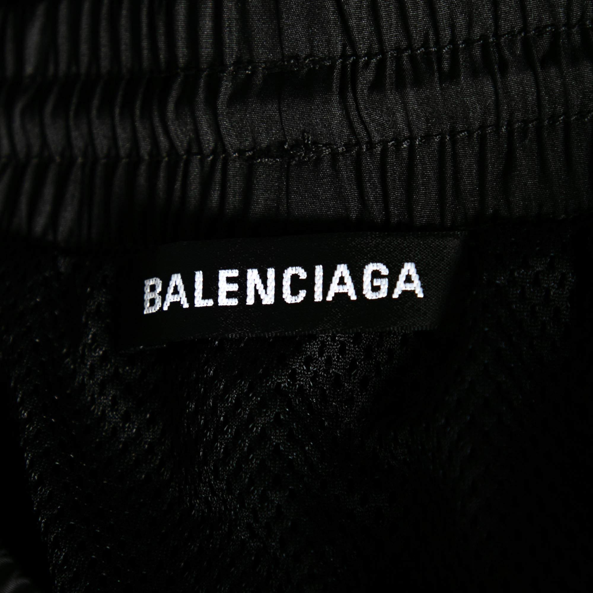 Balenciaga Black Synthetic Logo Embroidered Running Shorts M In New Condition For Sale In Dubai, Al Qouz 2