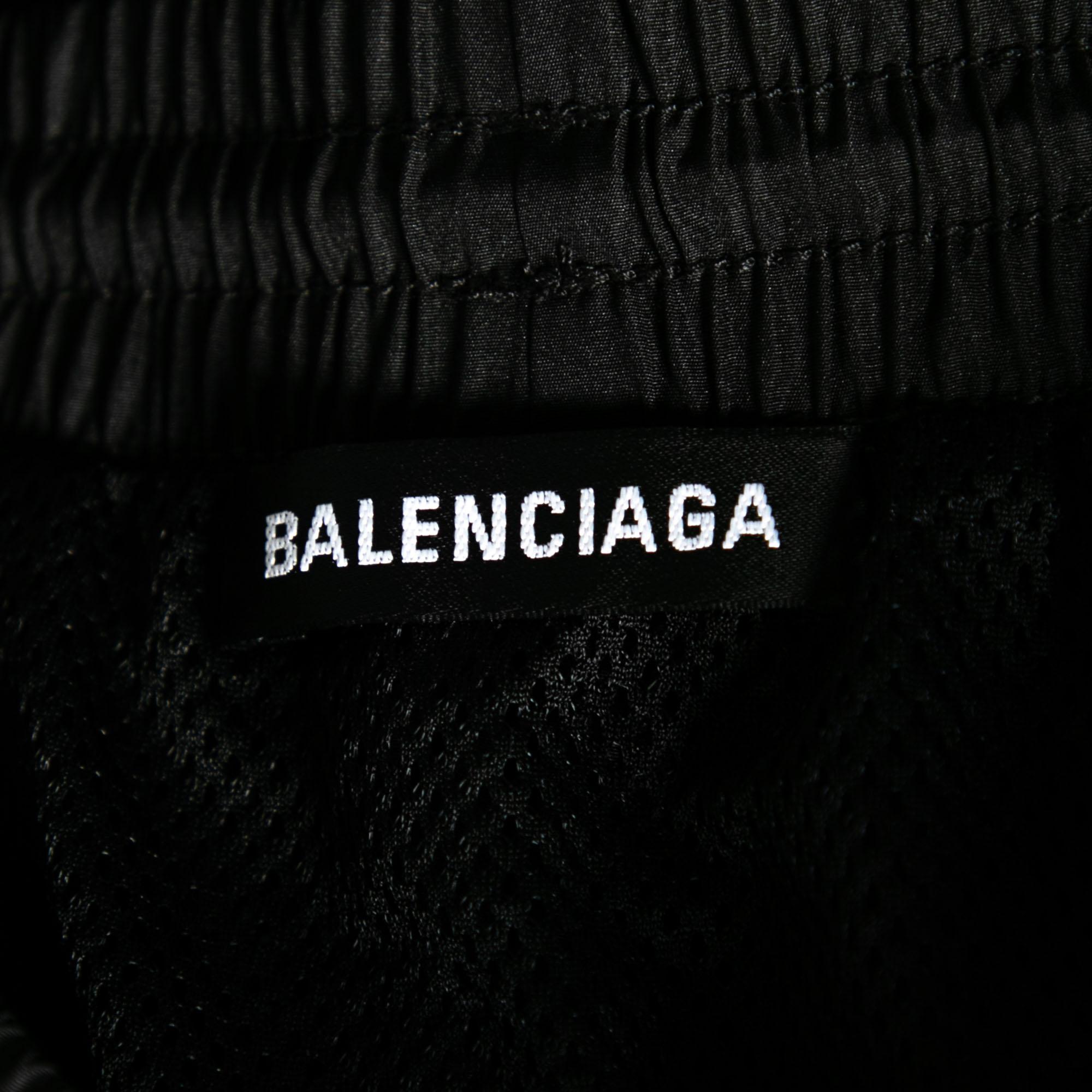 Balenciaga Black Synthetic Logo Embroidered Running Shorts M In New Condition For Sale In Dubai, Al Qouz 2