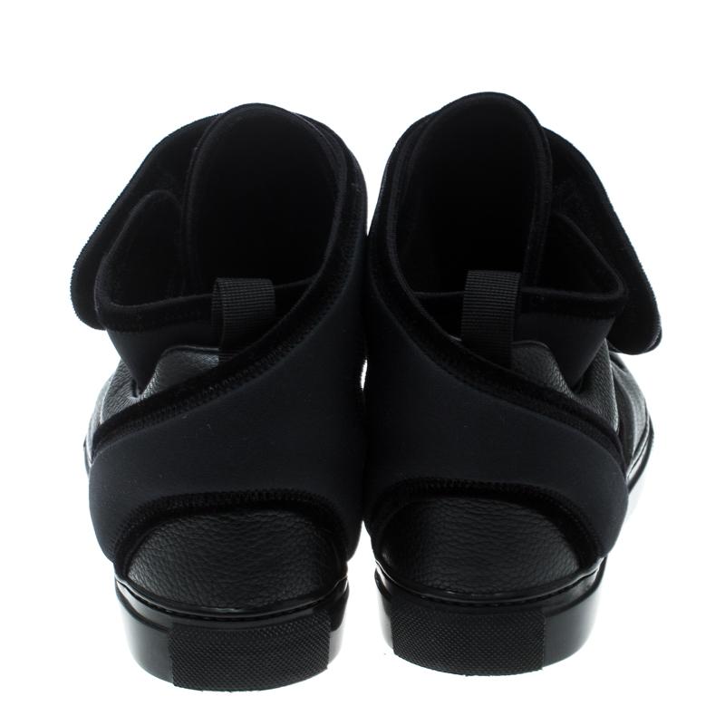 Balenciaga Zapatillas altas de terciopelo y piel negras talla 37 Negro