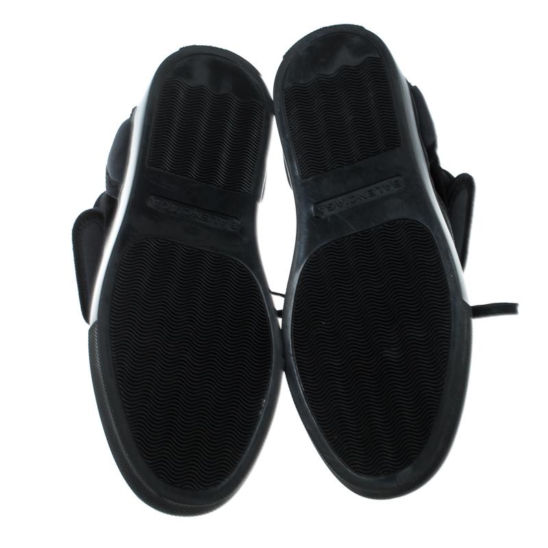 Noir Balenciaga - Baskets montantes en velours et cuir noir, taille 37 en vente