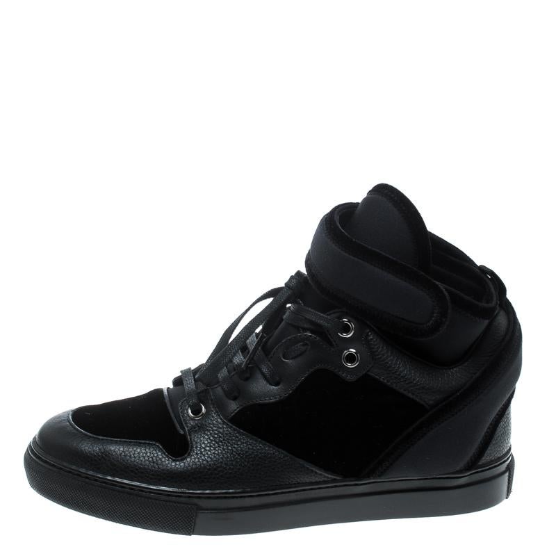 Balenciaga Black Velvet and Leather High Top Sneakers Size 37 For Sale ...