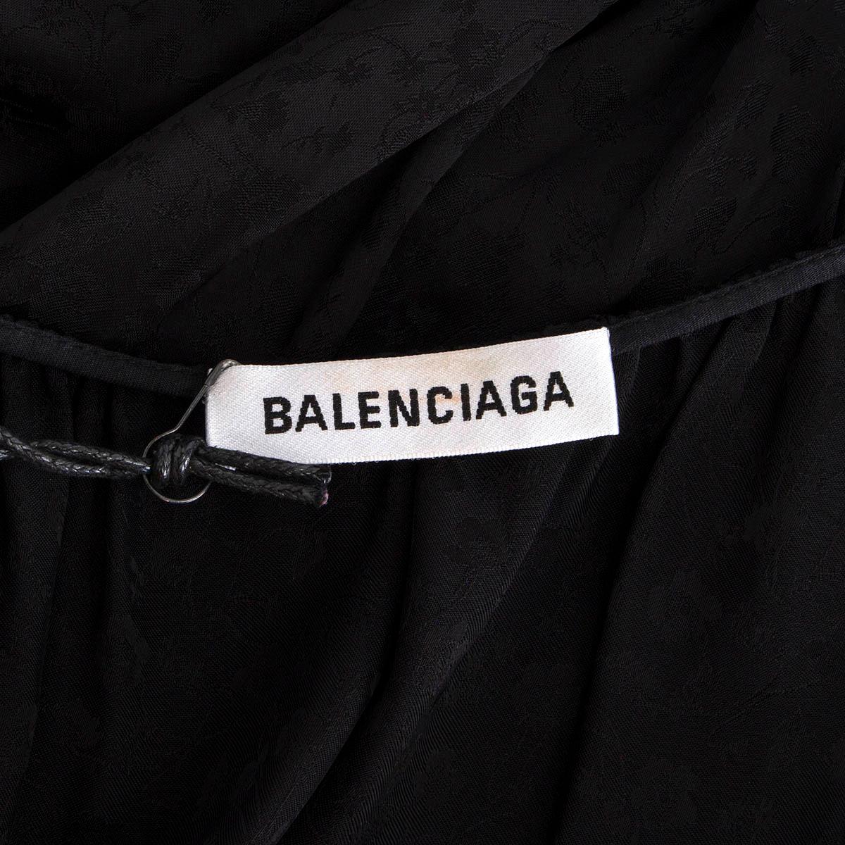 BALENCIAGA black viscose FLORAL JACQUARD MINI Dress 34 XXS For Sale 1