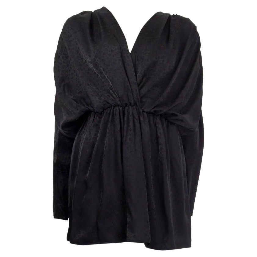 BALENCIAGA Mini robe en viscose noire à imprimé floral JACQUARD, Taille 34 XXS