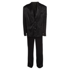 Balenciaga Schwarzer Anzug aus gewaschenem Krepp mit Logo-Applikation S
