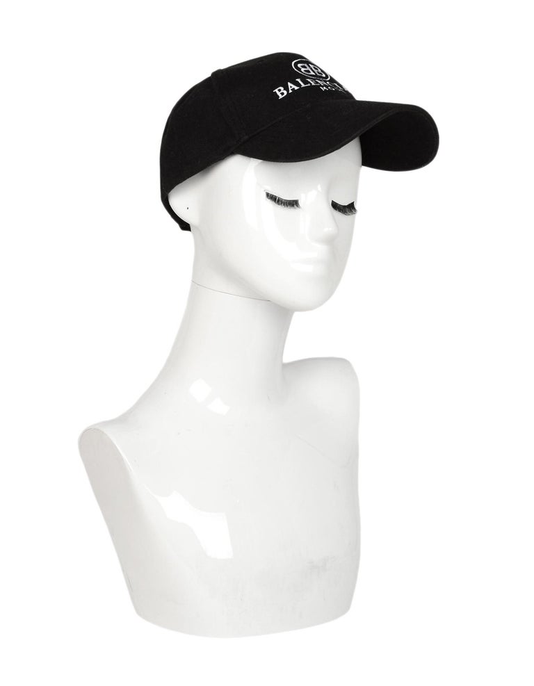 Balenciaga Black/White BB Mode Logo Cotton Baseball Cap Hat Unisex