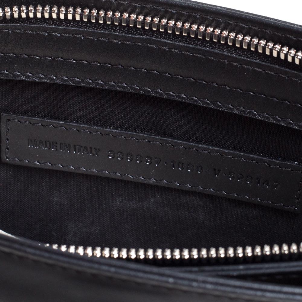 Balenciaga Black/White Canvas and Leather Navy Pouch Crossbody Bag 1