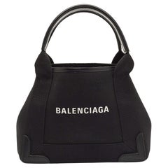 Balenciaga Black/White Canvas and Leather XS Cabas Tote