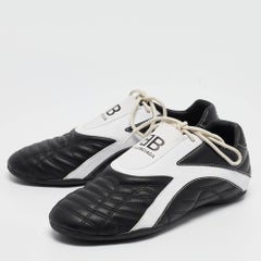 Balenciaga Black/White Faux Leather Zen Sneakers Size 40